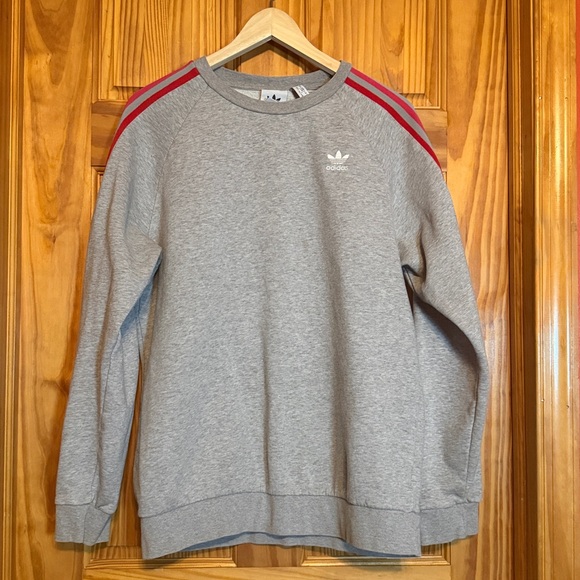Adidas Men's Originals 3D Trefoil 3-Stripe Crewneck Sweatshirt Grey Size Medium - Picture 5 of 11